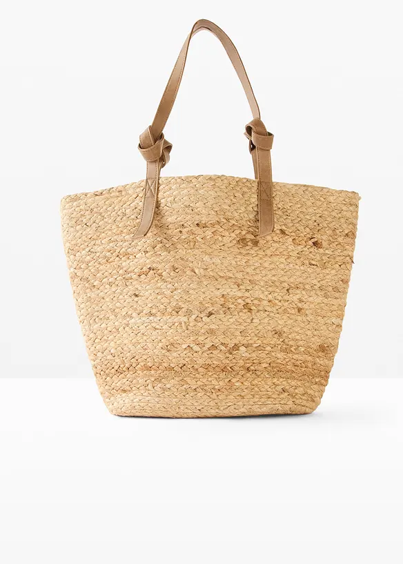 Juteshopper mit Knotendetails in beige von vorne - bonprix