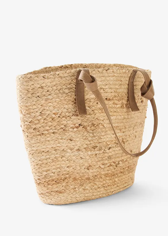 Juteshopper mit Knotendetails in beige von hinten - bonprix