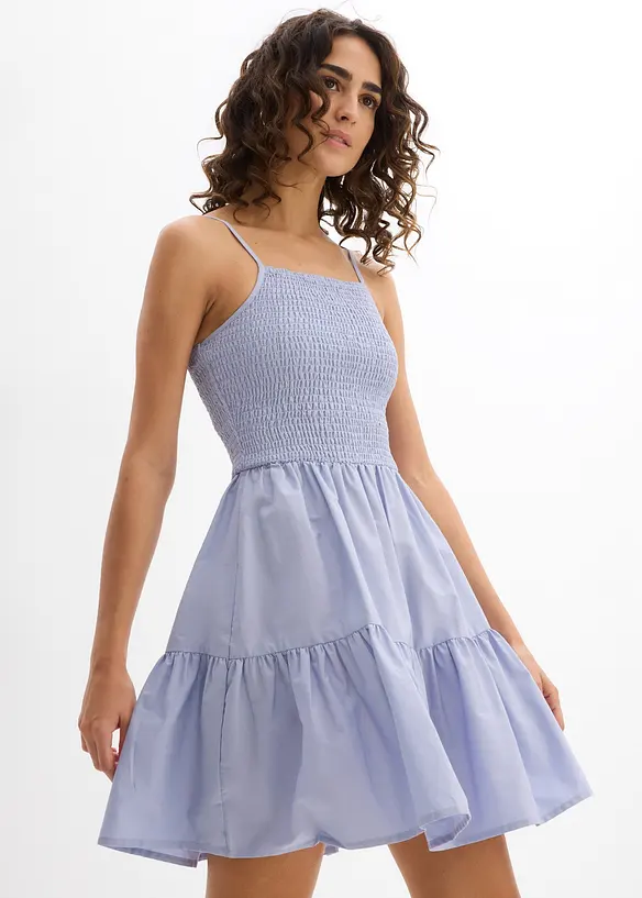 Trägerkleid aus reiner Bio-Baumwolle in blau von vorne (Totalaufnahme) - bonprix Trägerkleid aus reiner Bio-Baumwolle in blau von vorne (Totalaufnahme) - bonprix