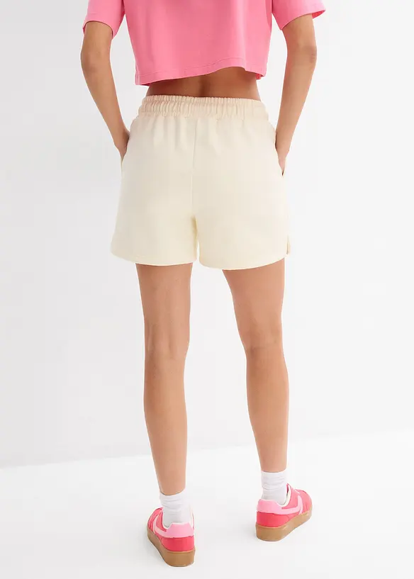 Sweat-Shorts aus reiner Bio-Baumwolle in weiß von hinten - bonprix
