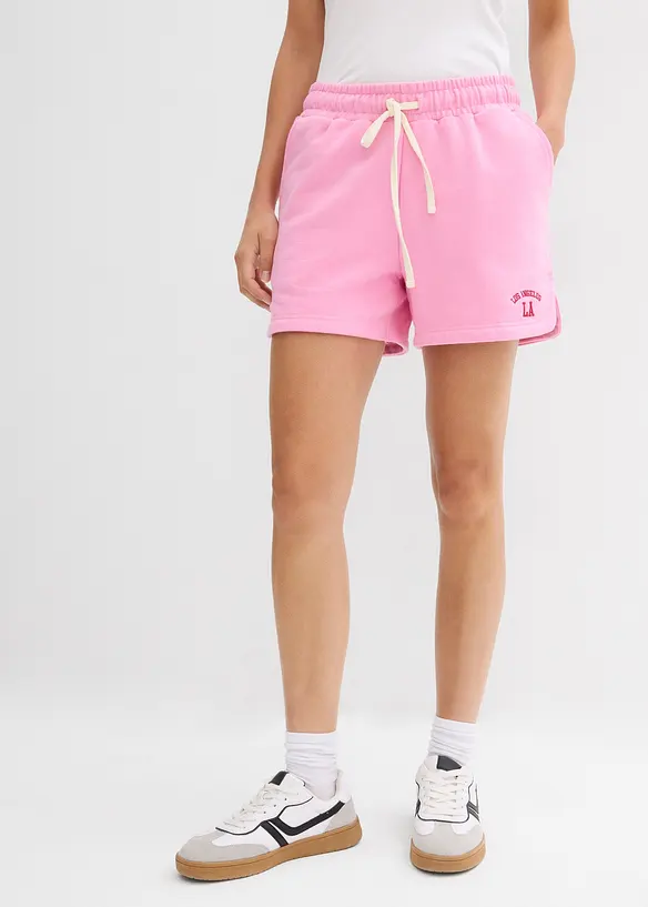 Sweat-Shorts aus reiner Bio-Baumwolle in rosa von vorne - bonprix