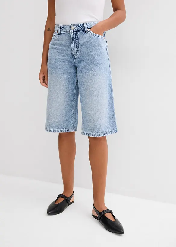 Jeans-Bermuda Mid Waist in blau von vorne - bonprix