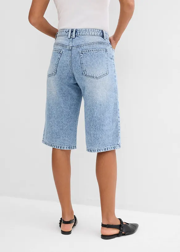 Jeans-Bermuda Mid Waist in blau von hinten - bonprix