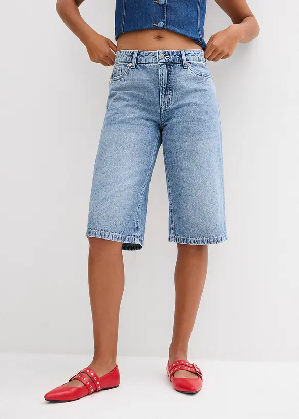 Jeans-Bermuda Mid Waist in blau von vorne - bonprix