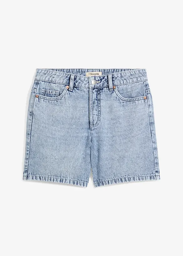 Jeans-Shorts Mid Waist in blau von vorne - bonprix