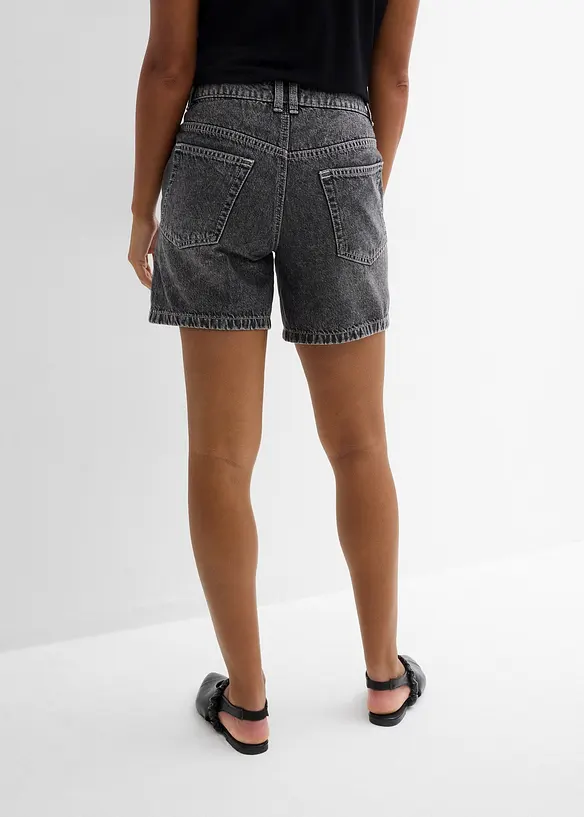 Jeans-Shorts Mid Waist in schwarz von hinten - bonprix