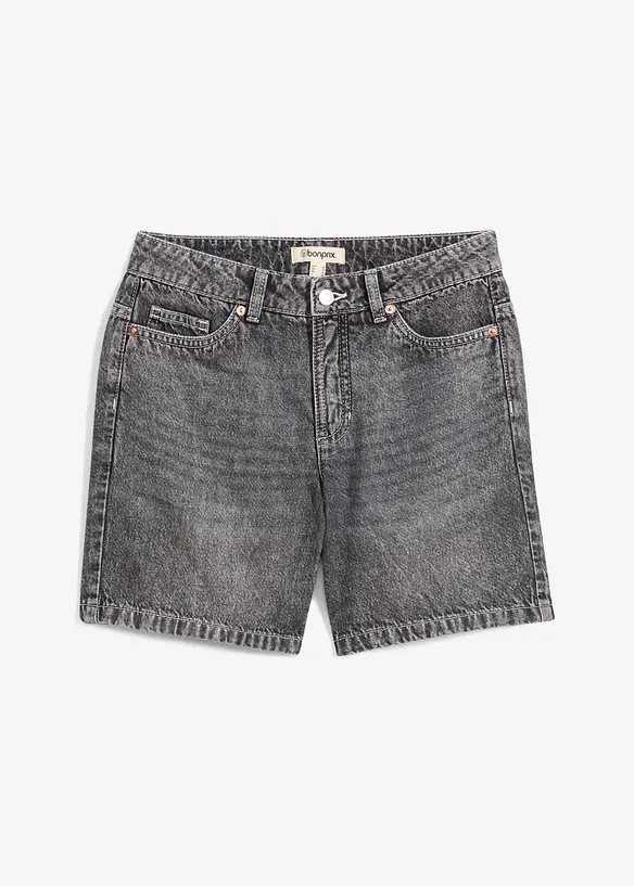 Jeans-Shorts Mid Waist in schwarz von vorne - bonprix