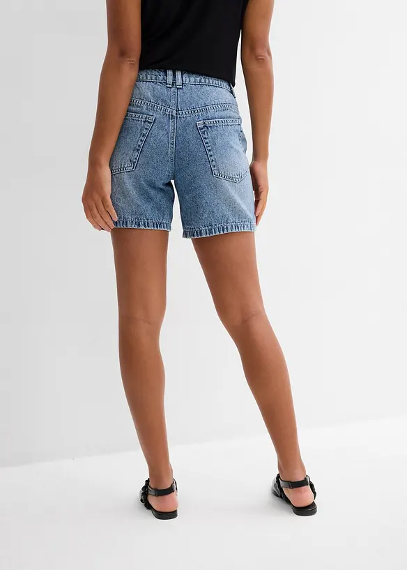 Jeans-Shorts Mid Waist in blau von hinten - bonprix