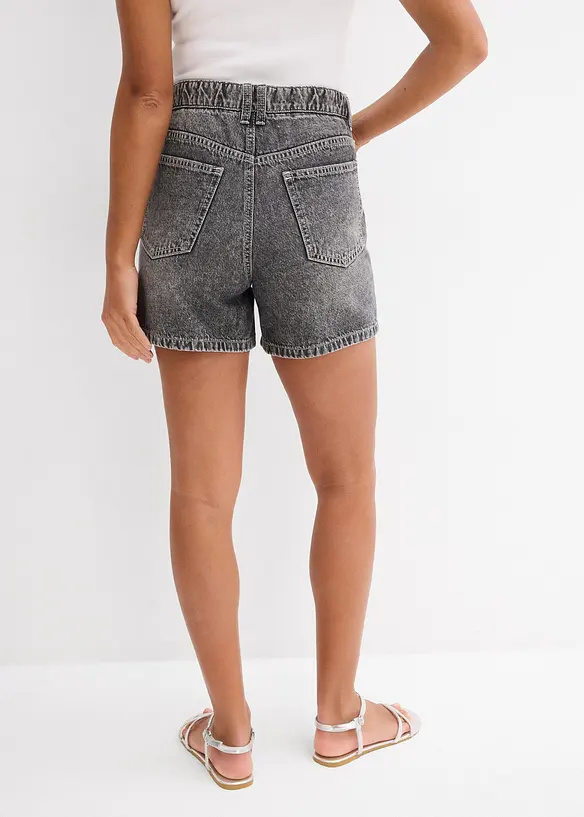 Jeans-Shorts High Waist, Low Stretch in schwarz von hinten - bonprix