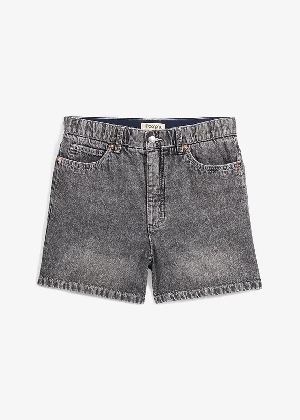 Jeans-Shorts High Waist, Low Stretch in schwarz von vorne - bonprix