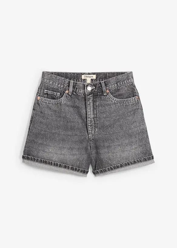 Jeans-Shorts High Waist, Low Stretch in schwarz von vorne - bonprix
