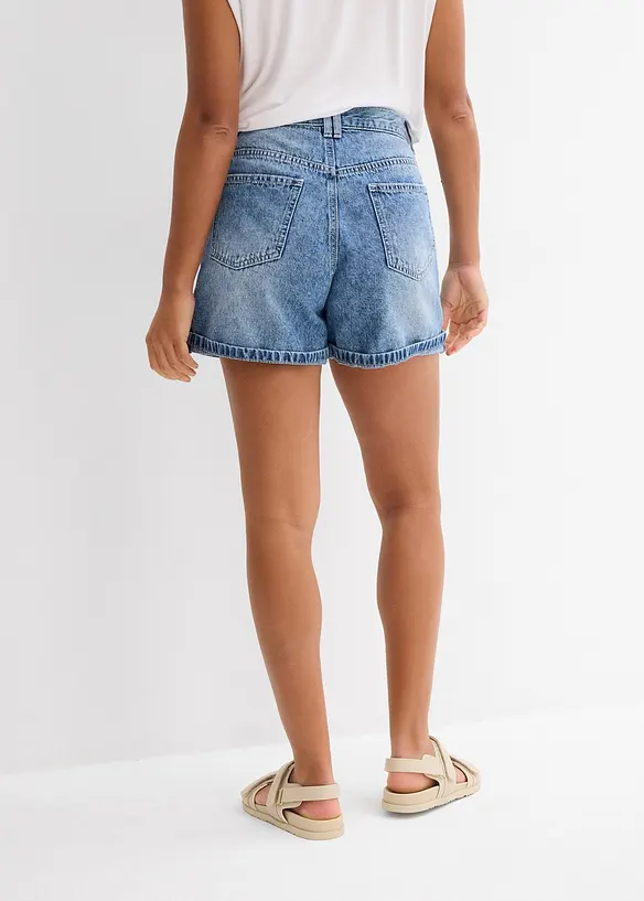 Jeans-Shorts High Waist, Low Stretch in blau von hinten - bonprix