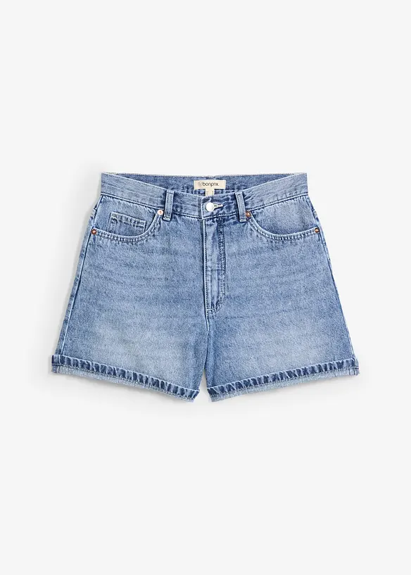 Jeans-Shorts High Waist, Low Stretch in blau von vorne - bonprix