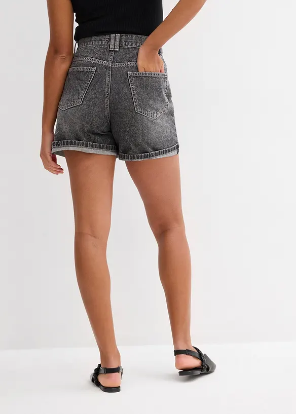 Jeans-Shorts High Waist, Low Stretch in schwarz von hinten - bonprix