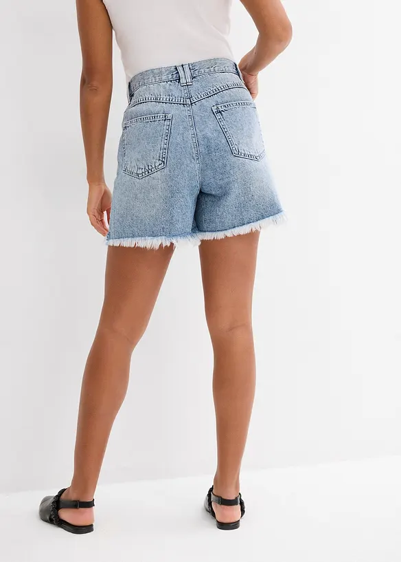 Jeans-Shorts High Waist, Low Stretch in blau von hinten - bonprix