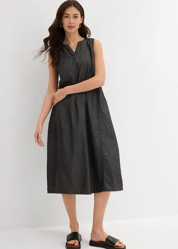 Jeanskleid in schwarz von vorne (Totalaufnahme) - bonprix