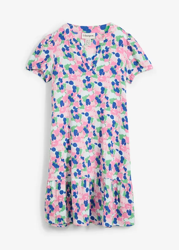 Minikleid aus weichem Musselin in weiß von vorne - bonprix