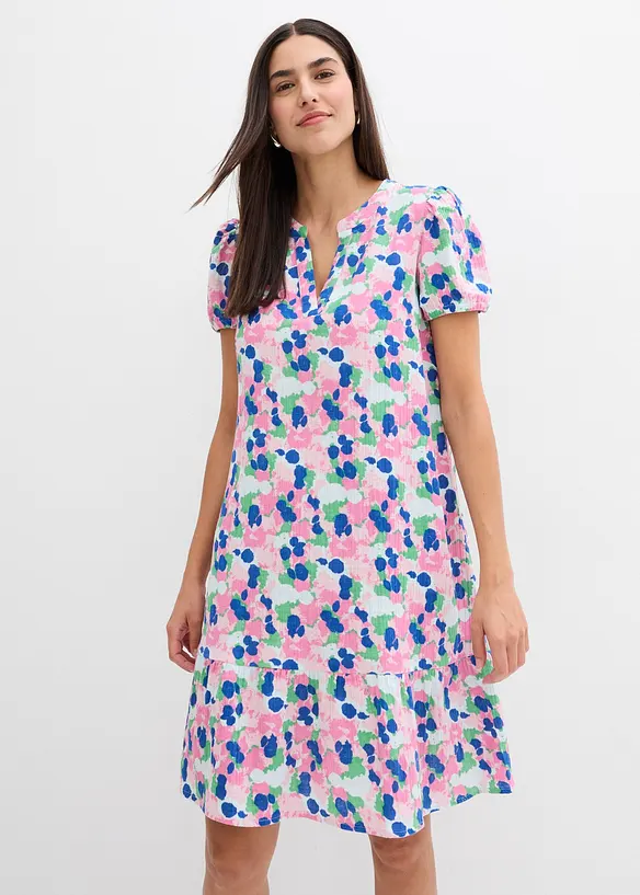 Minikleid aus weichem Musselin in weiß von vorne (Totalaufnahme) - bonprix