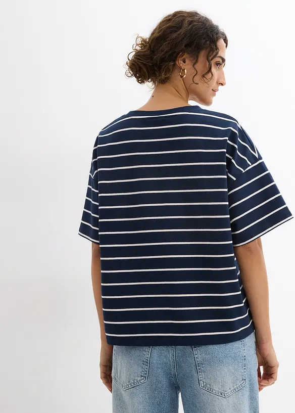 Sweatshirt aus weichem Baumwoll-Mix in blau von hinten (im Anschnitt) - bonprix