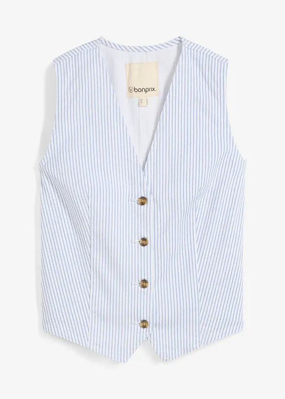 Jeansweste, gestreift in weiß von vorne - bonprix