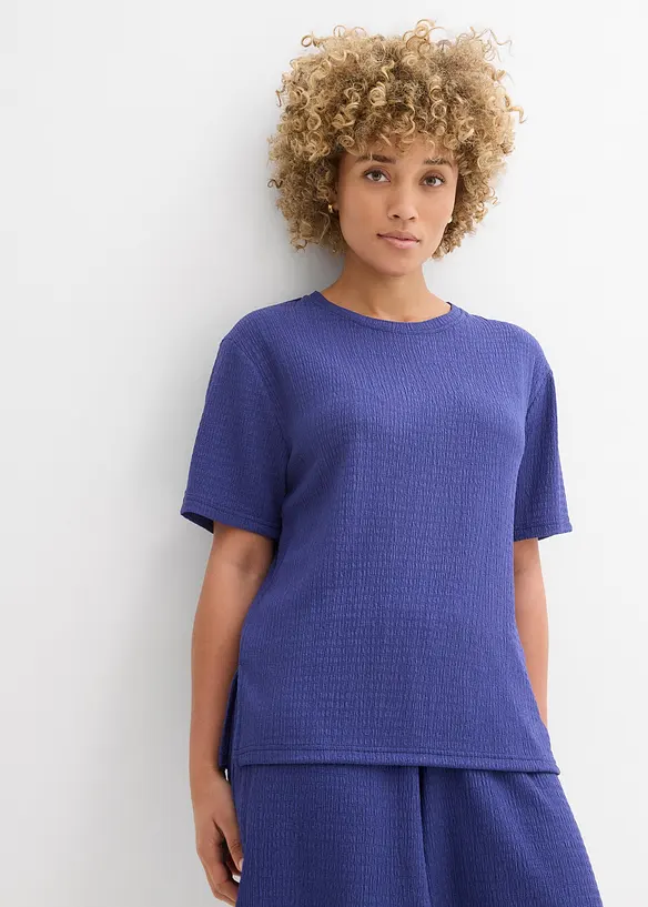 Shirt aus Borkencrepe in blau von vorne (im Anschnitt) - bonprix Shirt aus Borkencrepe in blau von vorne (im Anschnitt) - bonprix