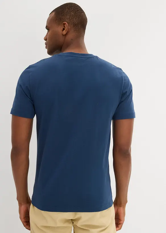 T-Shirt aus reiner Bio-Baumwolle (2er Pack) in blau von hinten (im Anschnitt) - bonprix