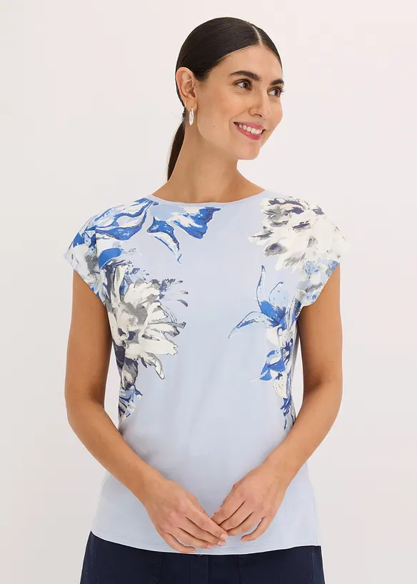 Shirt mit überschnittenen Schultern in blau von vorne (im Anschnitt) - bonprix Shirt mit überschnittenen Schultern in blau von vorne (im Anschnitt) - bonprix