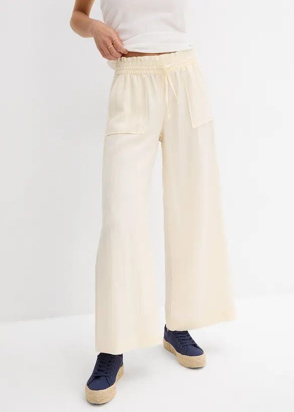 Culotte aus fließendem Lyocell-Mix in weiß von vorne - bonprix Culotte aus fließendem Lyocell-Mix in weiß von vorne - bonprix