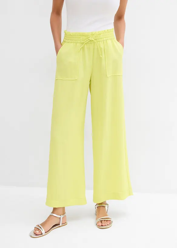 Culotte aus fließendem Lyocell-Mix in gelb von vorne - bonprix Culotte aus fließendem Lyocell-Mix in gelb von vorne - bonprix