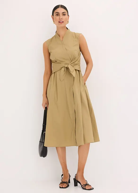 Kleid mit Bindedetail in braun von vorne (Totalaufnahme) - bonprix Kleid mit Bindedetail in braun von vorne (Totalaufnahme) - bonprix