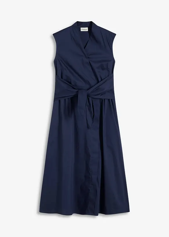 Kleid mit Bindedetail in blau von vorne - bonprix Kleid mit Bindedetail in blau von vorne - bonprix