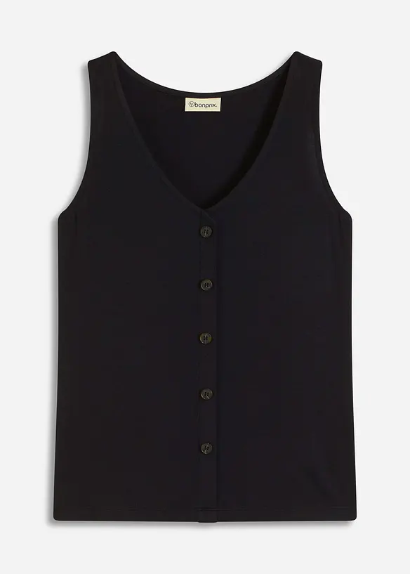 Top mit Knopfleiste in schwarz von vorne - bonprix Top mit Knopfleiste in schwarz von vorne - bonprix