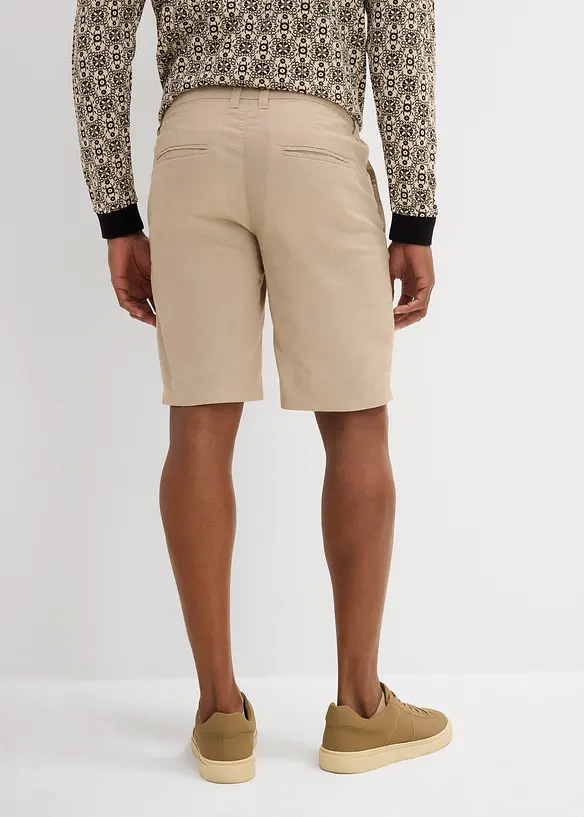 Regular Fit Chino-Bermuda aus luftigem Leinen-Mix in beige von hinten - bonprix