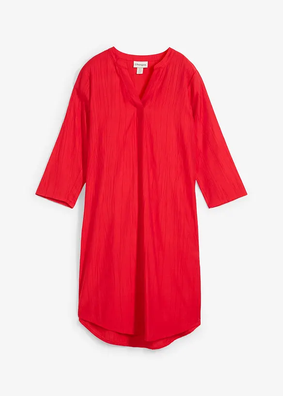 Tunika-Kleid aus Viskose-Mix mit Struktur Effekt in rot von vorne - bonprix Tunika-Kleid aus Viskose-Mix mit Struktur Effekt in rot von vorne - bonprix