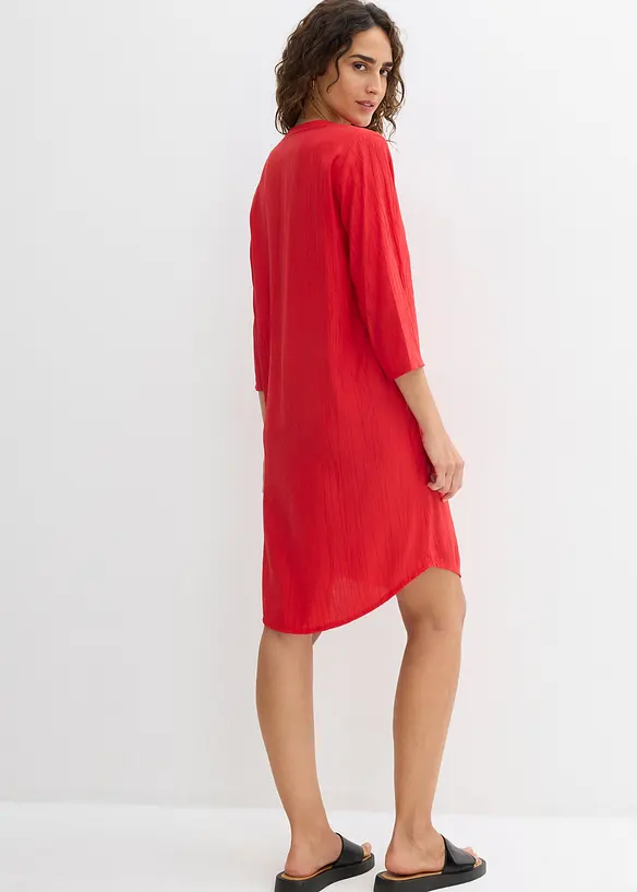 Tunika-Kleid aus Viskose-Mix mit Struktur Effekt in rot von hinten (Totalaufnahme) - bonprix Tunika-Kleid aus Viskose-Mix mit Struktur Effekt in rot von hinten (Totalaufnahme) - bonprix
