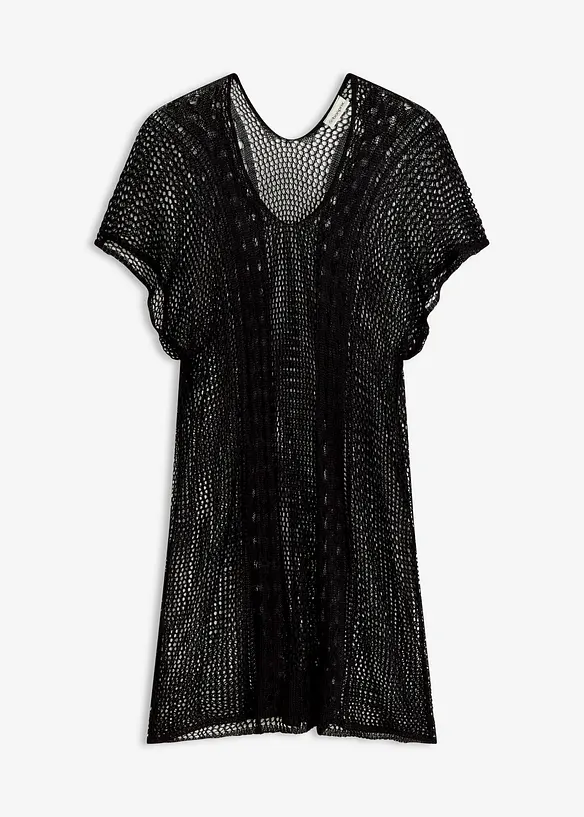 Strandkleid in Häkeloptik aus fließender Viskose in schwarz von vorne - bonprix
