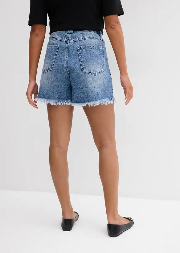 Jeans-Shorts High Waist, Low Stretch in blau von hinten - bonprix