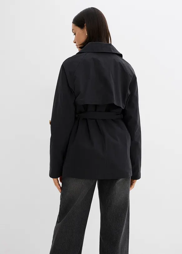 kurzer Trenchcoat in schwarz von hinten (Totalaufnahme) - bonprix