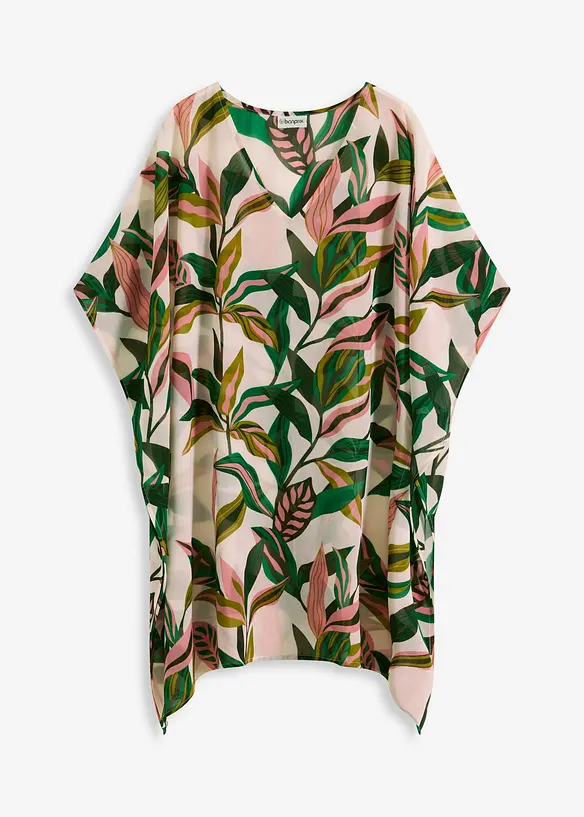 Strandtunika aus leichtem Chiffon in weiß von vorne - bonprix