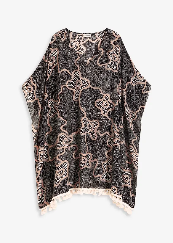 Transparente Strandtunika in schwarz von vorne - bonprix