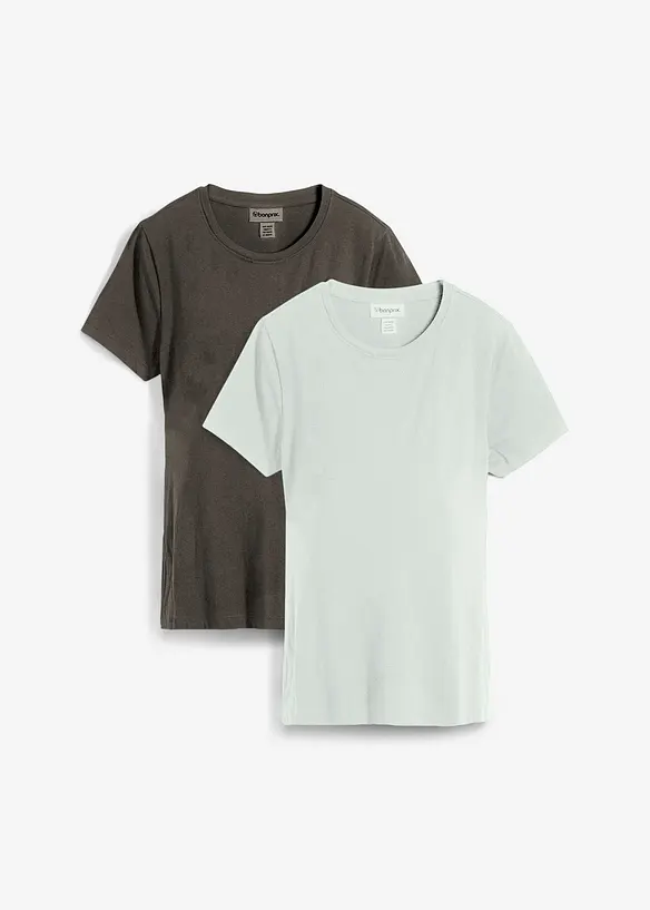 2-in-1 Umstands- und Stillshirts aus Bio-Baumwolle (2er-Pack) in grau von vorne - bonprix