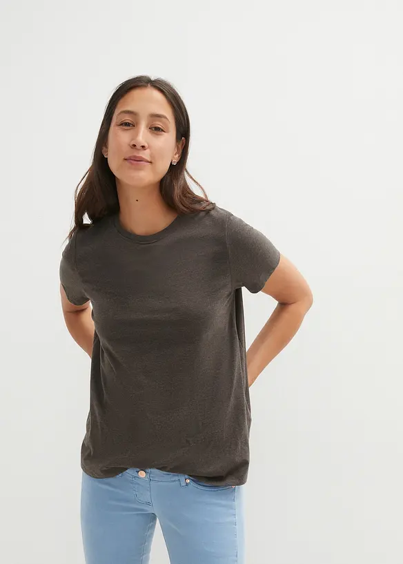 2-in-1 Umstands- und Stillshirts aus Bio-Baumwolle (2er-Pack) in grau von vorne (im Anschnitt) - bonprix