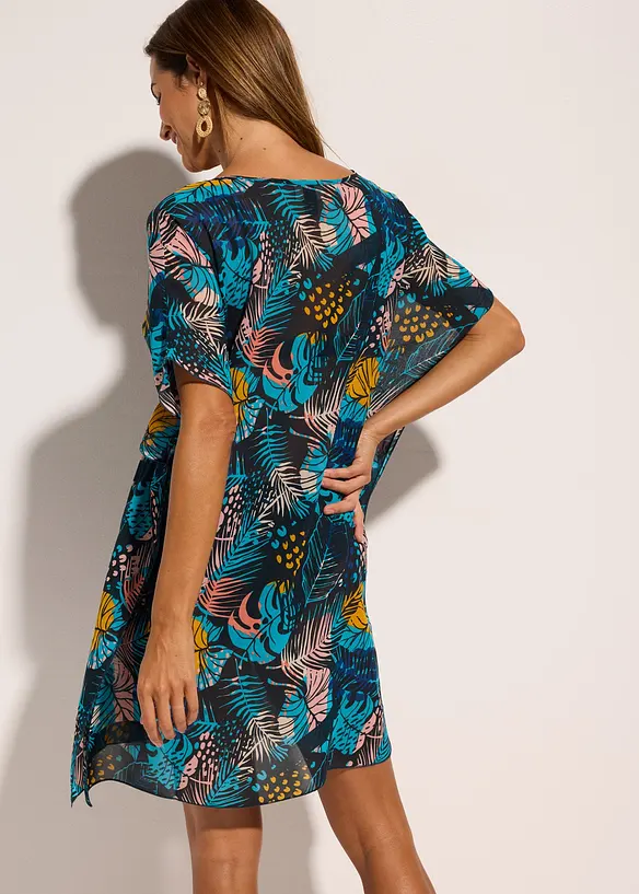 Strandtunika aus leichtem Chiffon in blau von hinten (Totalaufnahme) - bonprix Strandtunika aus leichtem Chiffon in blau von hinten (Totalaufnahme) - bonprix