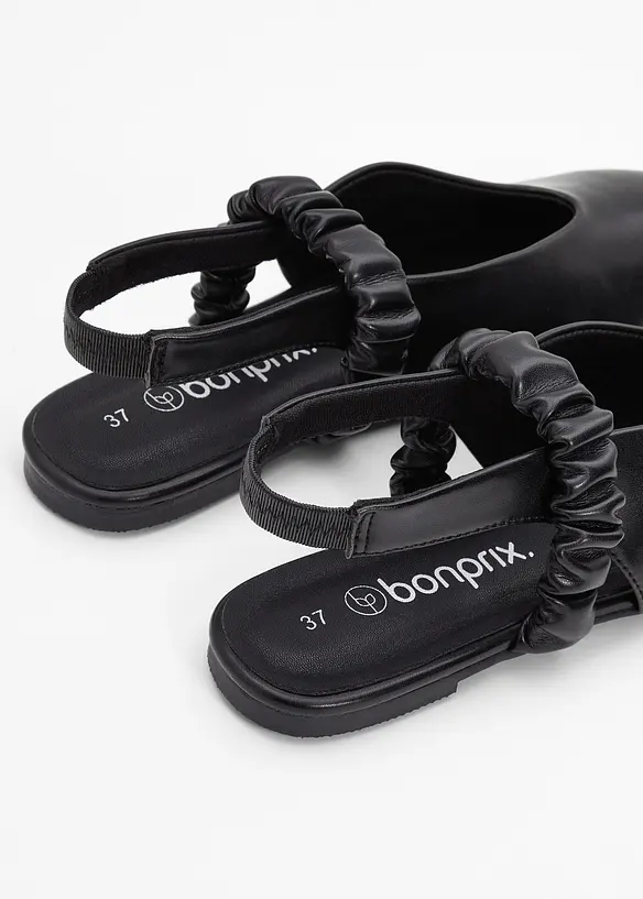 Sling-Ballerinas mit Raffung in schwarz - bonprix