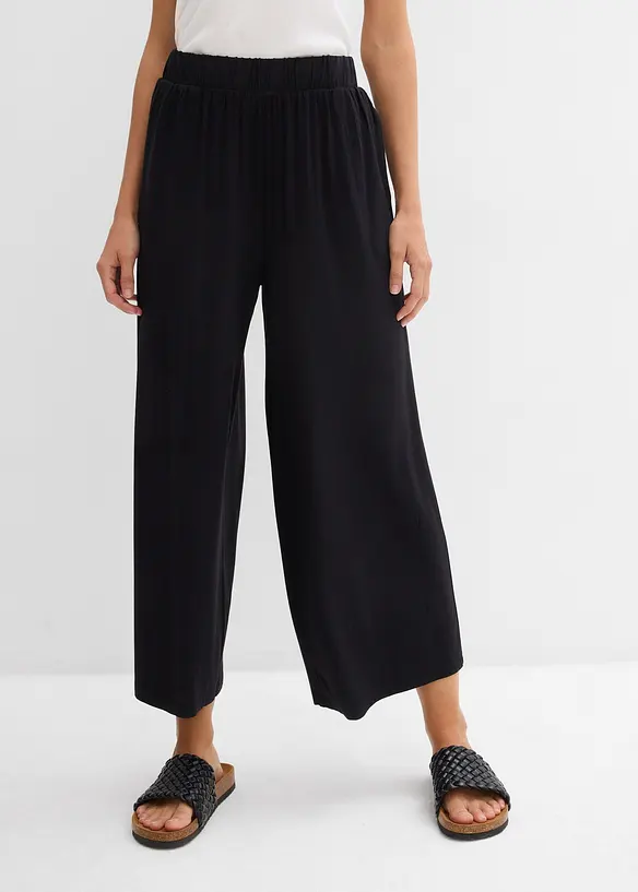 Jersey-Culotte aus fließender Viskose in schwarz von vorne - bonprix Jersey-Culotte aus fließender Viskose in schwarz von vorne - bonprix