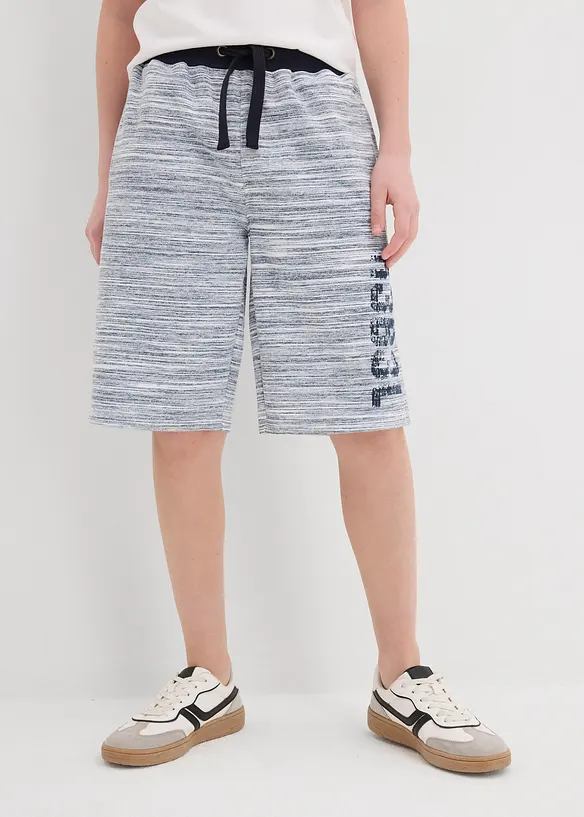 Sweat-Bermuda aus weichem Baumwoll-Mix in blau von vorne - bonprix