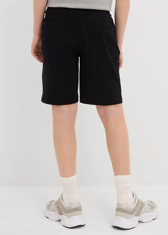 Jersey-Bermuda (2er Pack) mit Bio-Baumwolle in schwarz von hinten - bonprix