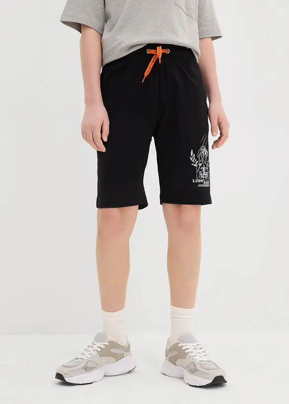 Jersey-Bermuda (2er Pack) mit Bio-Baumwolle in schwarz von vorne - bonprix