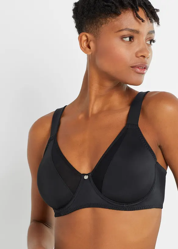 Minimizer-BH mit gepolsterten Trägern in schwarz von vorne (im Anschnitt) - bonprix