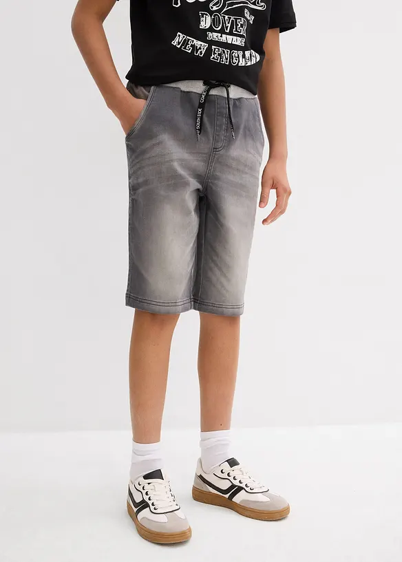 Sweatjeans-Bermuda in grau von vorne - bonprix